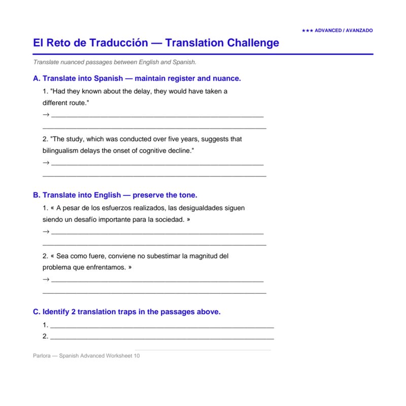 Traducción — Translation Exercises