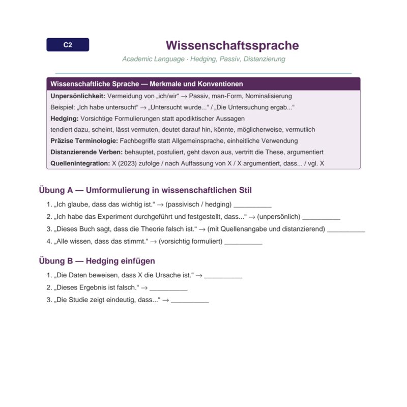Wissenschaftssprache verstehen und verwenden