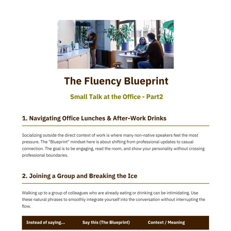 Small Talk at the Office - Part 2: The Fluency Blueprint: 