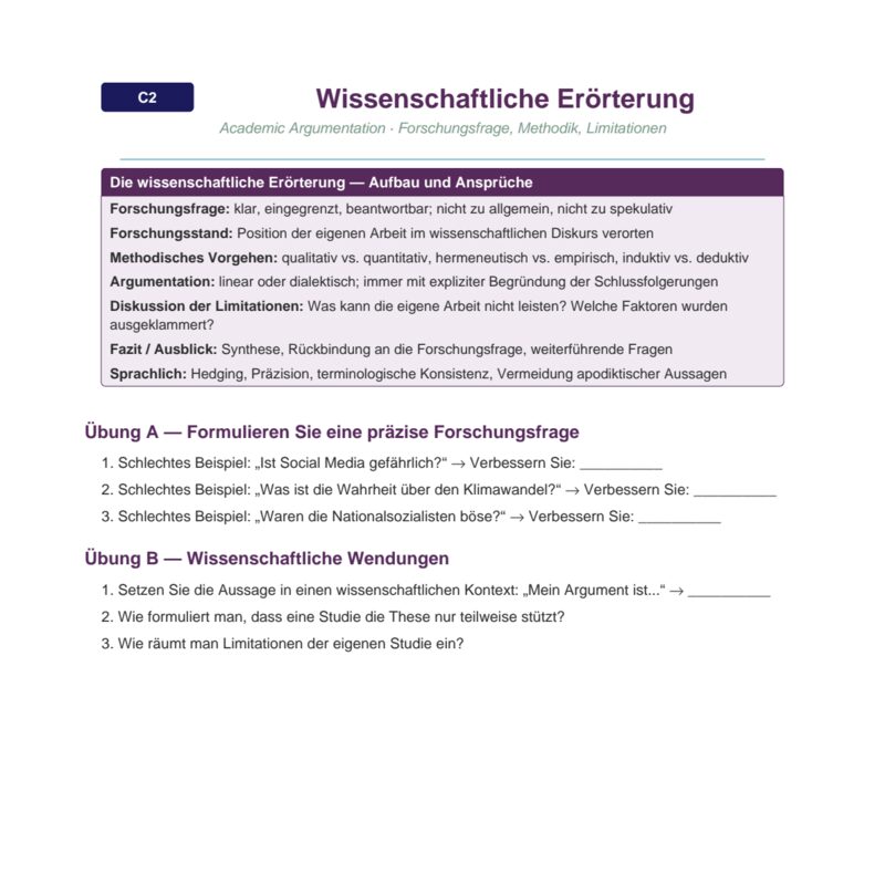 Wissenschaftliche Erörterung