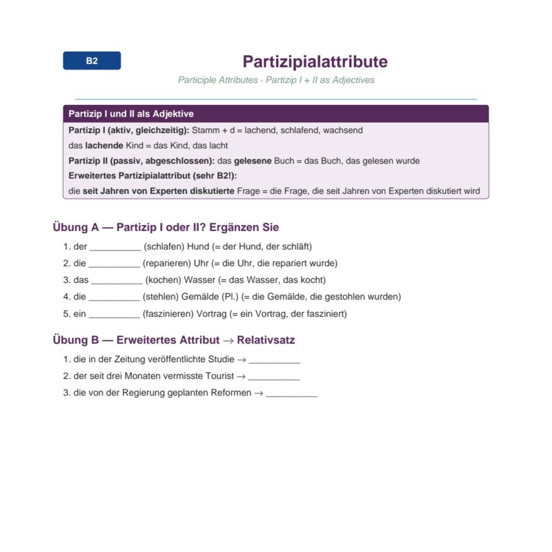 Partizipialattribute – Participial Attributes