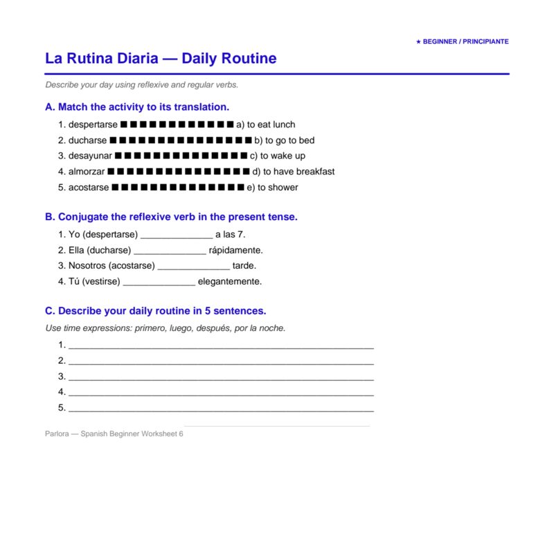 La Rutina Diaria — Daily Routine