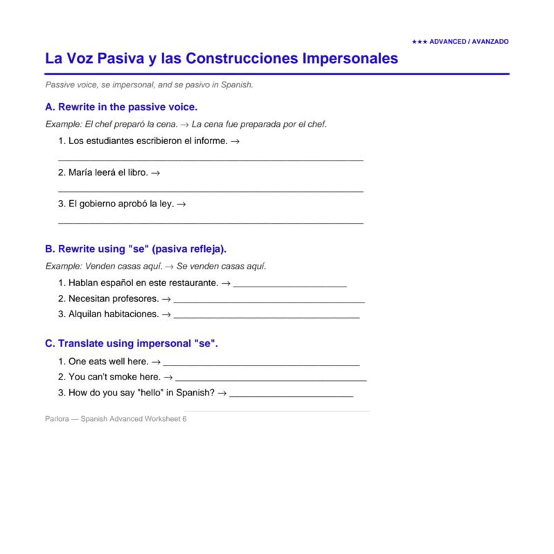 La Voz Pasiva — Passive Voice