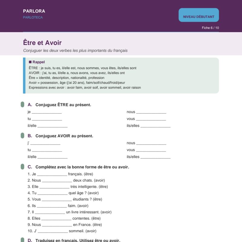 Être et Avoir: Conjugating French Verbs