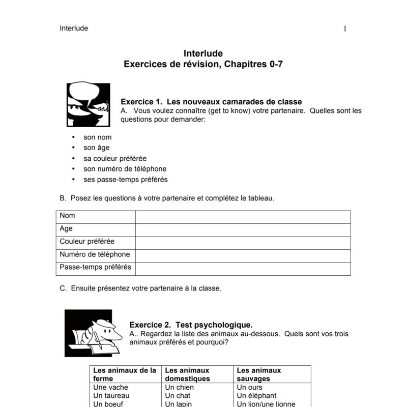 Français interactif Interlude: Review Exercises Chapters 0-7
