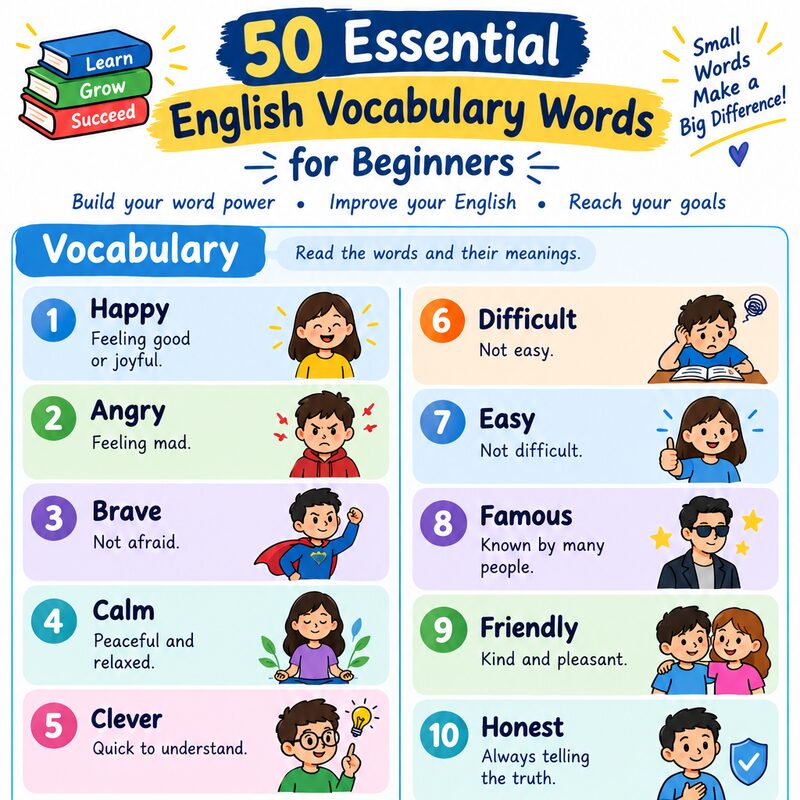 10 Essential English Vocabulary Words for Beginners