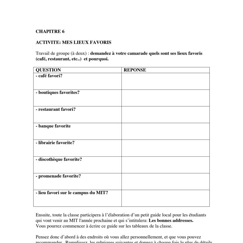 My Favorite Places: Local Guide Activity