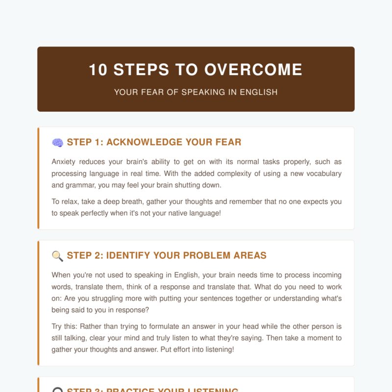 10 Steps to Overcome Your Fear of Speaking in English