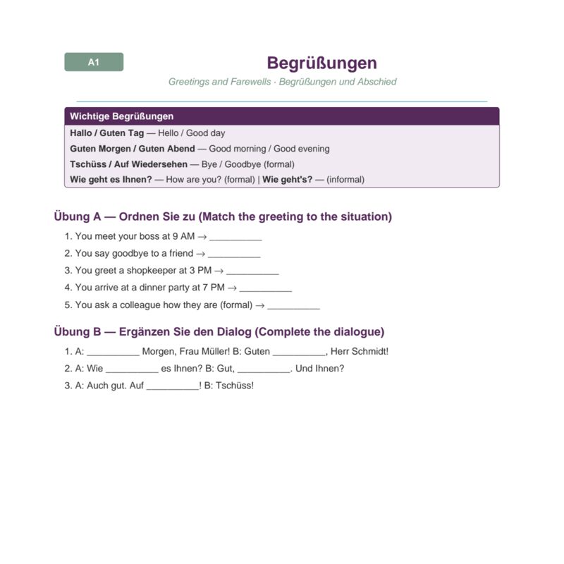 Begrüßungen – German Greetings
