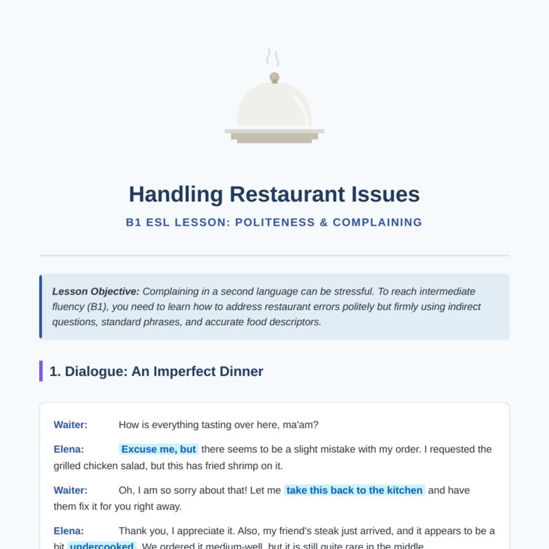 Handling Restaurant Issues – Politeness & Complaining 