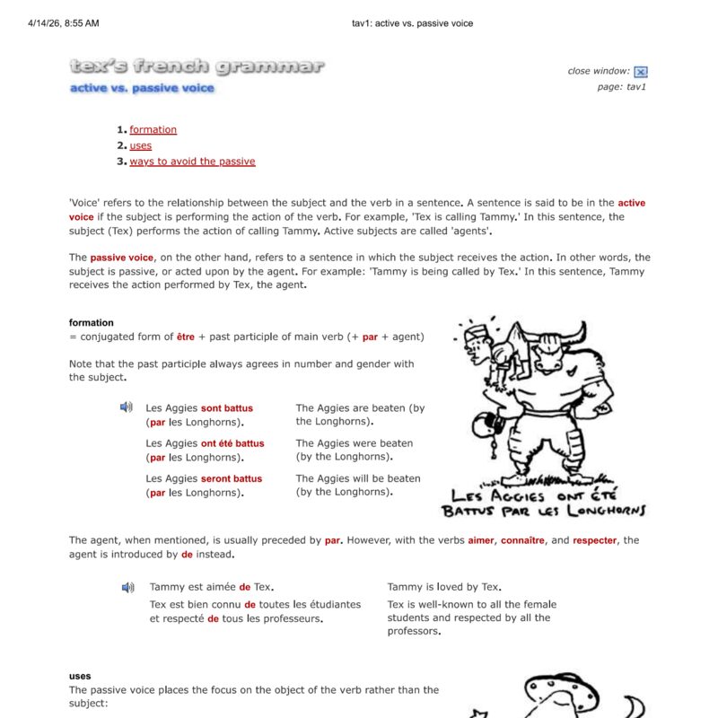 Tex’s French Grammar - Active vs passive voice