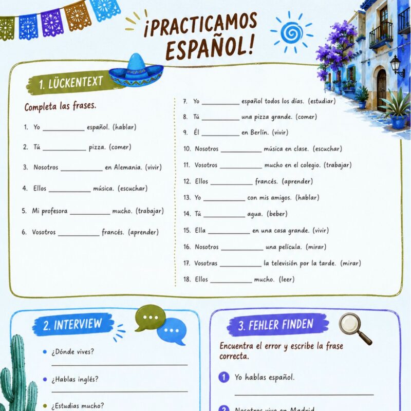 Practicing Spanish: Present Tense Exercises