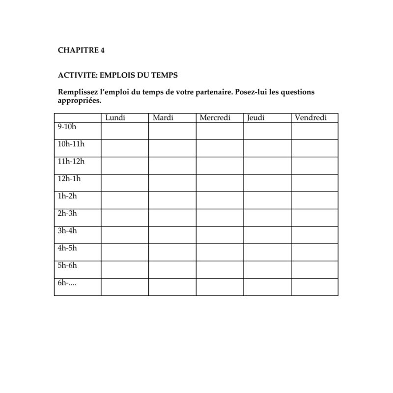Interview Activity: Daily Schedule