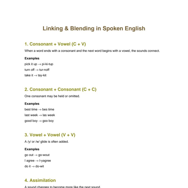 Linking & Blending in Spoken English