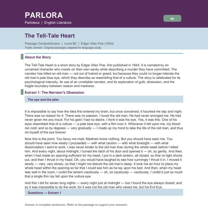 The Tell-Tale Heart: Reading Comprehension and Analysis