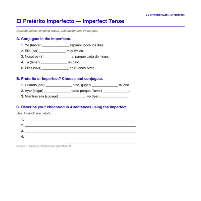 El Imperfecto — Imperfect Tense