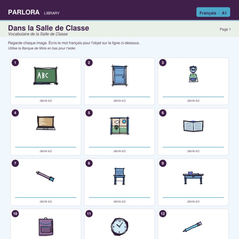 Classroom Vocabulary in French (A1)