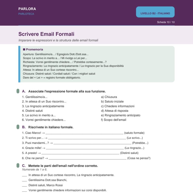 Writing Formal Emails in Italian