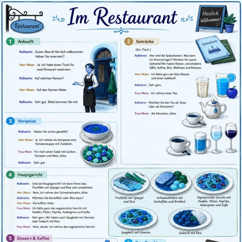 Im Restaurant: German Conversation and Comprehension
