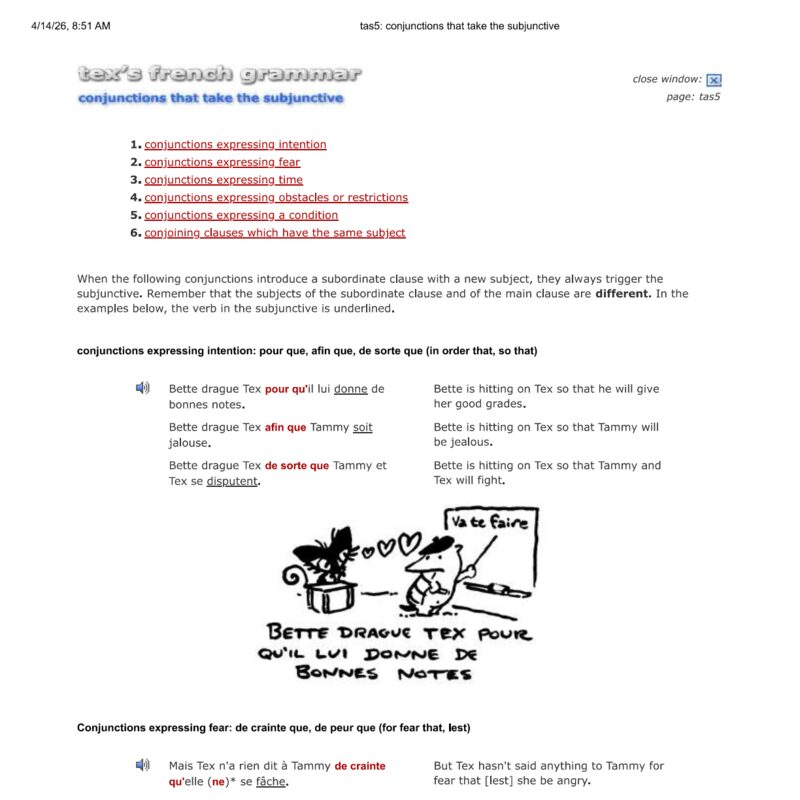 Tex’s French Grammar - conjunctions that take the subjunctive