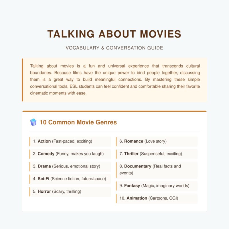 Talking About Movies: Vocabulary & Conversation Guide