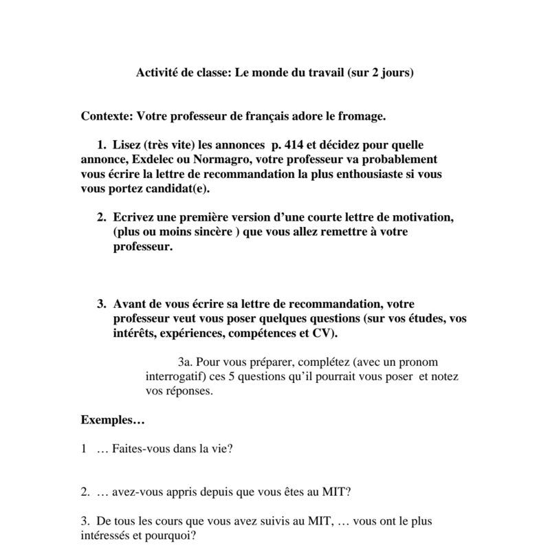 French II:  - Le Monde du Travail