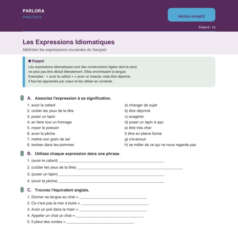 Les Expressions Idiomatiques