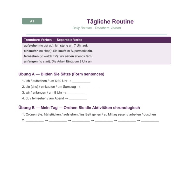 Tägliche Routine – Daily Routine