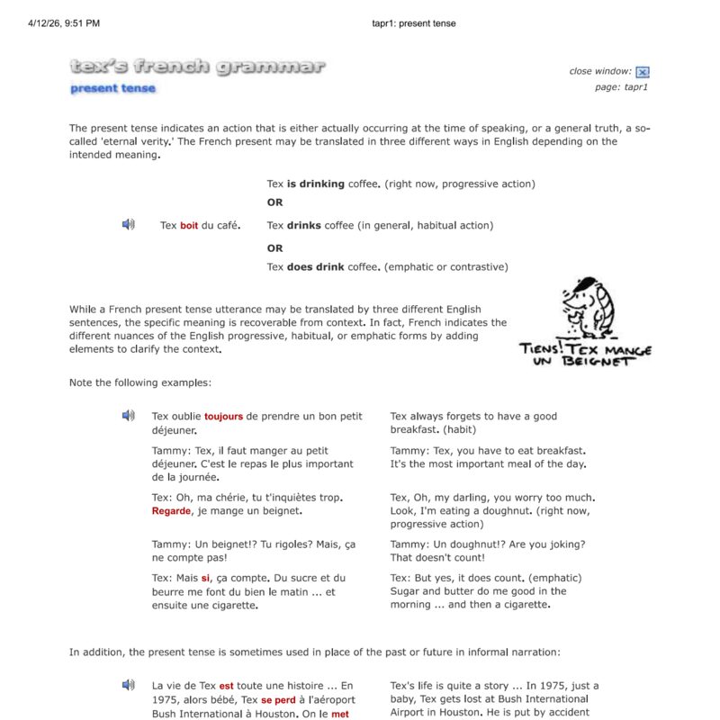 Tex’s French Grammar - Present tense