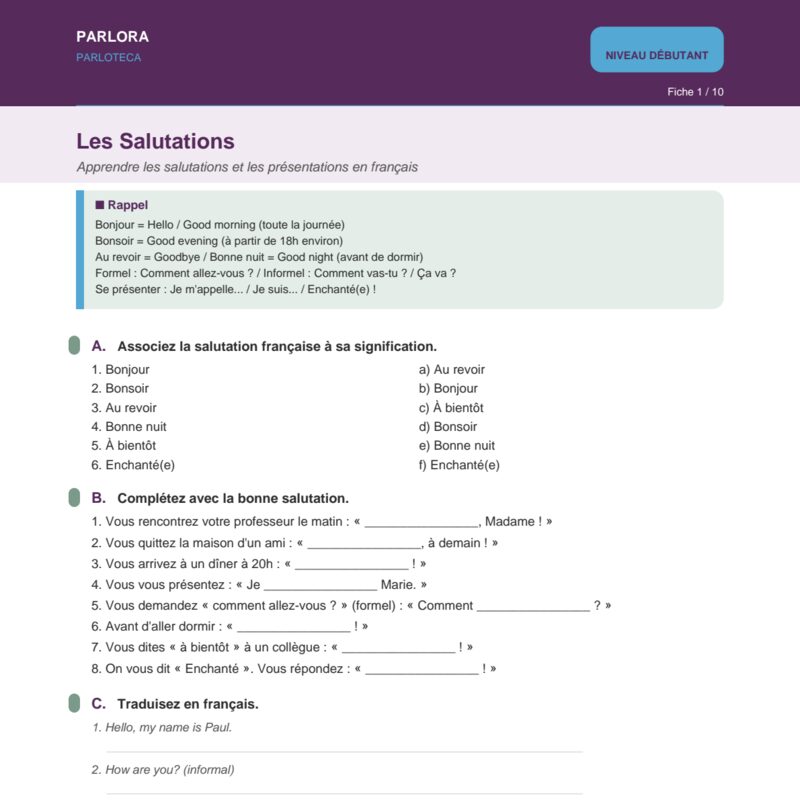 French Greetings and Introductions