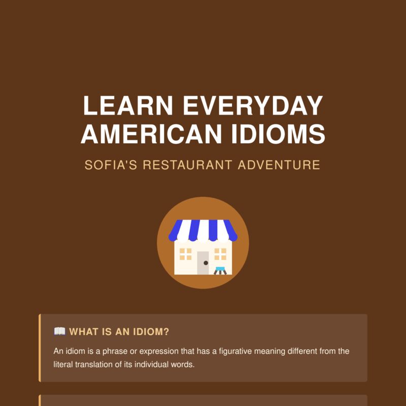 Learn Everyday American Idioms: Sofia's Restaurant Adventure