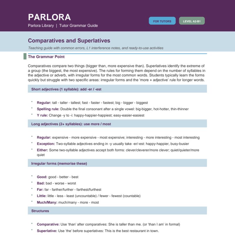 Comparatives and Superlatives: A Teaching Guide