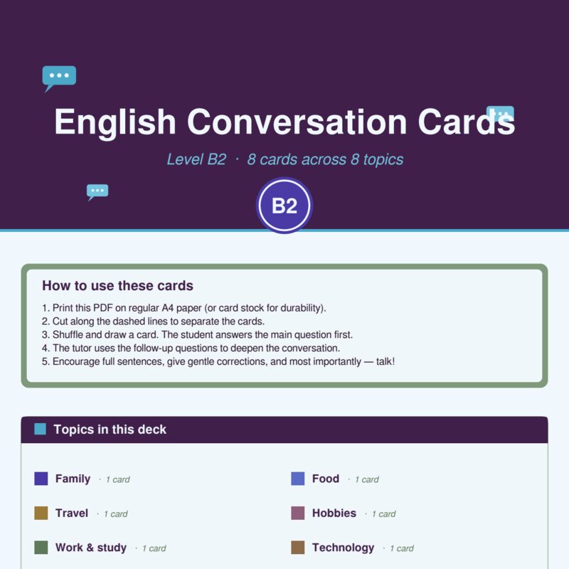English Conversation Cards: Level B2