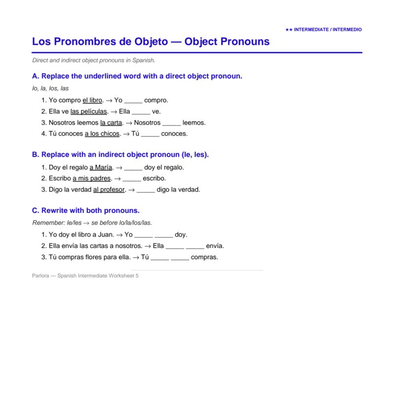 Los Pronombres — Pronouns
