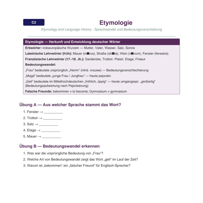 Etymologie deutscher Wörter