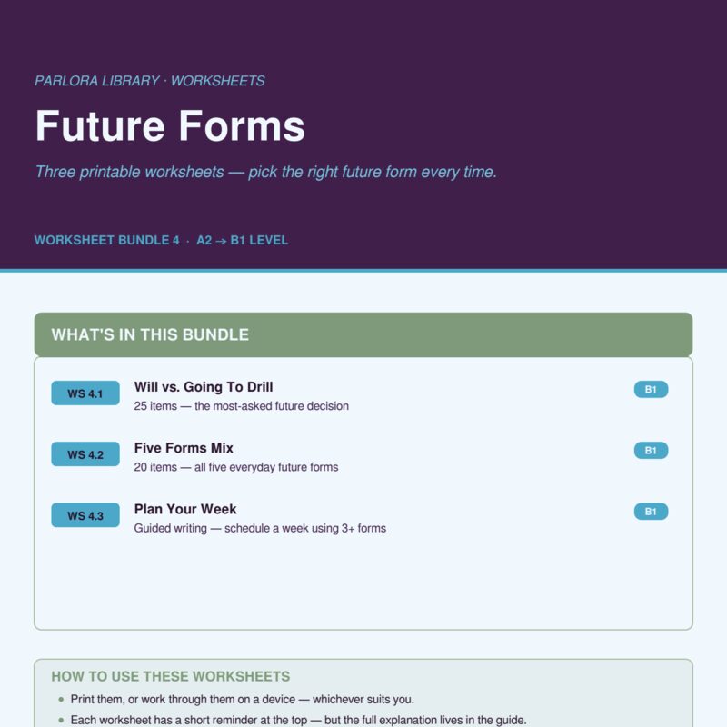 Future Forms Worksheets Bundle