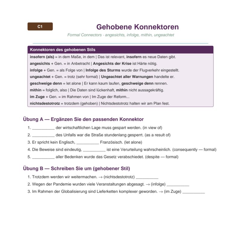 Gehobene Konnektoren