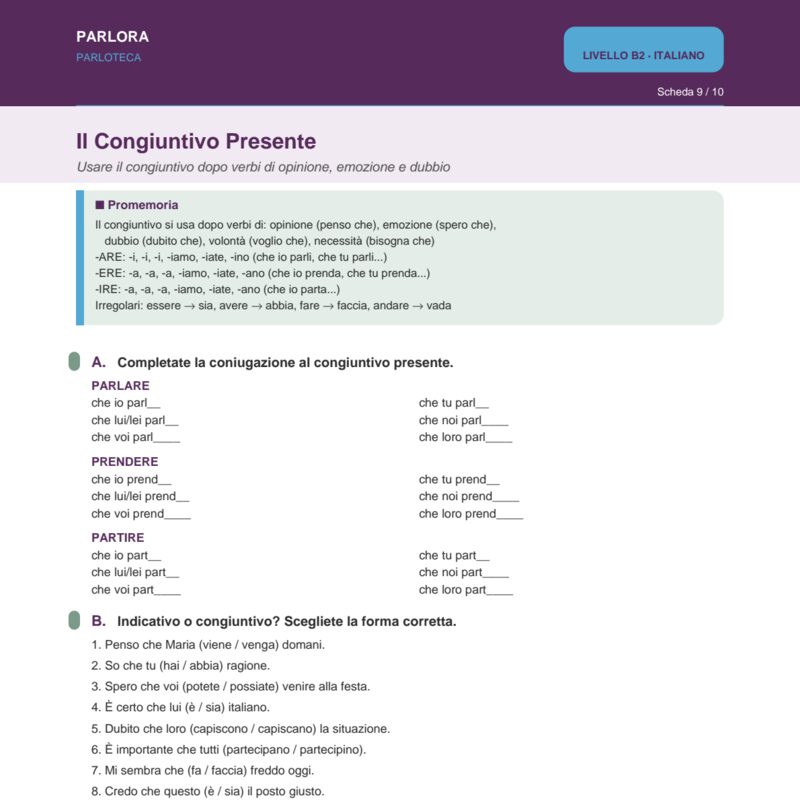 The Present Subjunctive in Italian