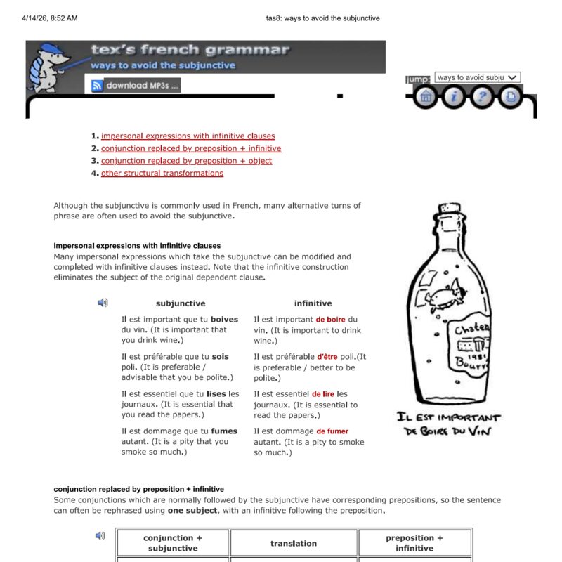 Tex’s French Grammar - Avoiding subjunctive
