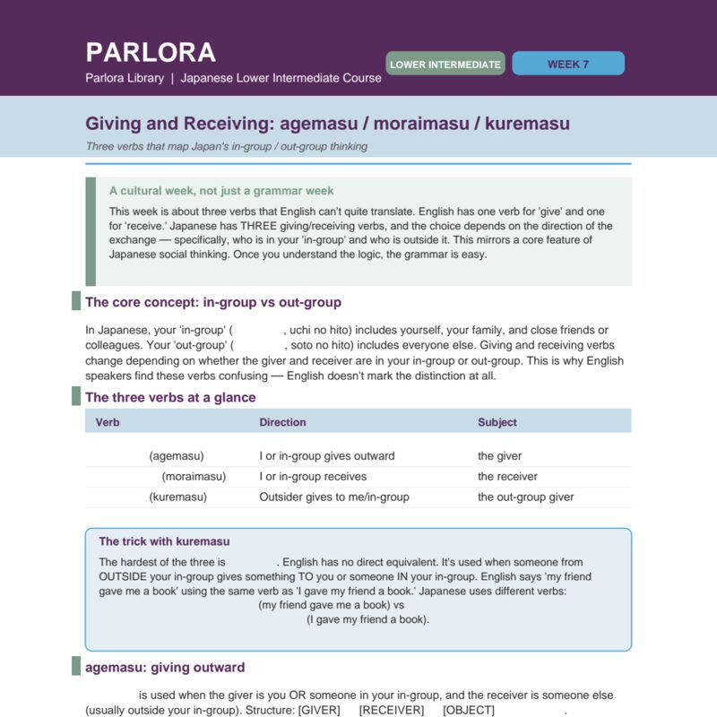 Giving and Receiving: agemasu / moraimasu / kuremasu