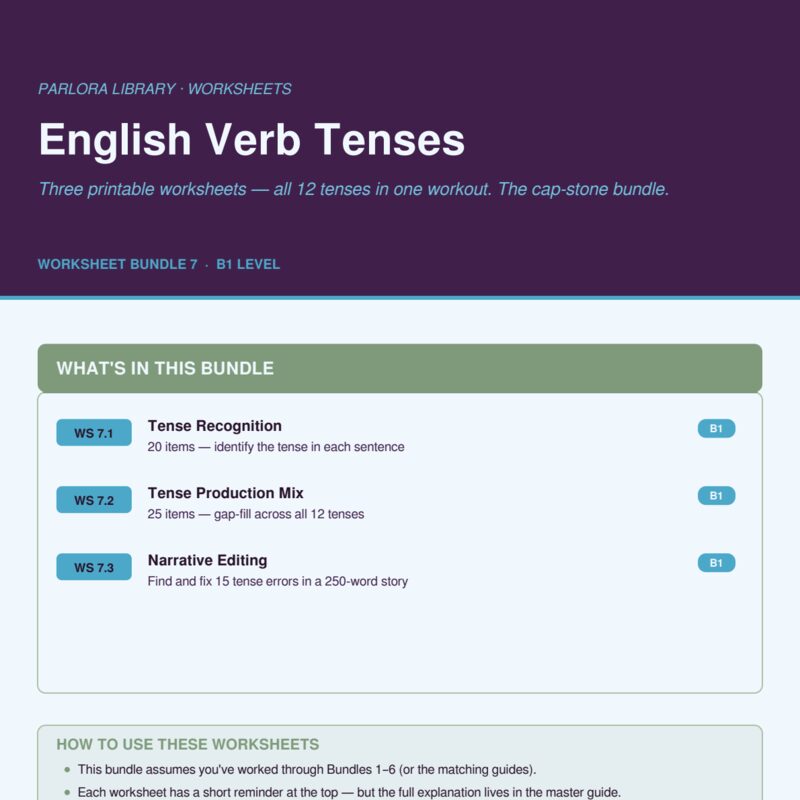 English Verb Tenses: The Cap-stone Bundle