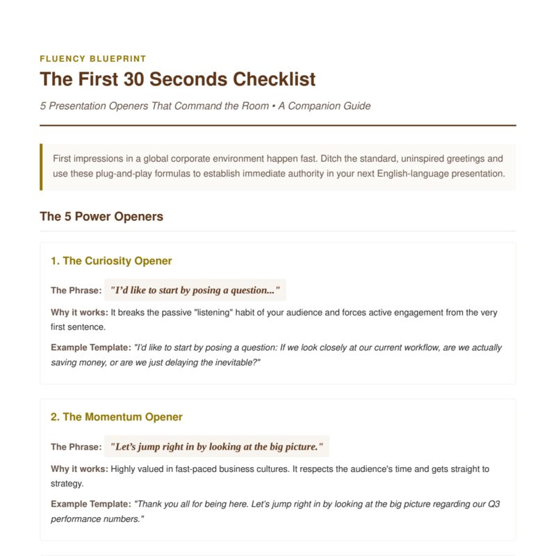 The First 30 Seconds Checklist: 5 Presentation Openers
