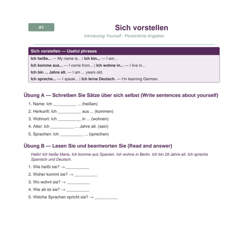 Sich vorstellen – Introducing Yourself