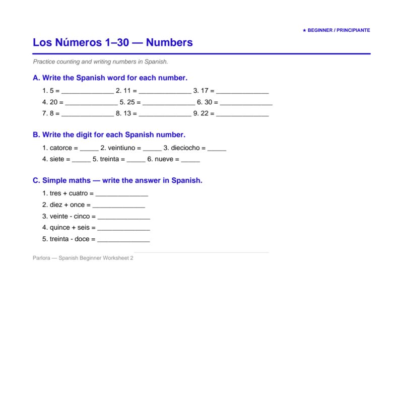 Los Números — Numbers