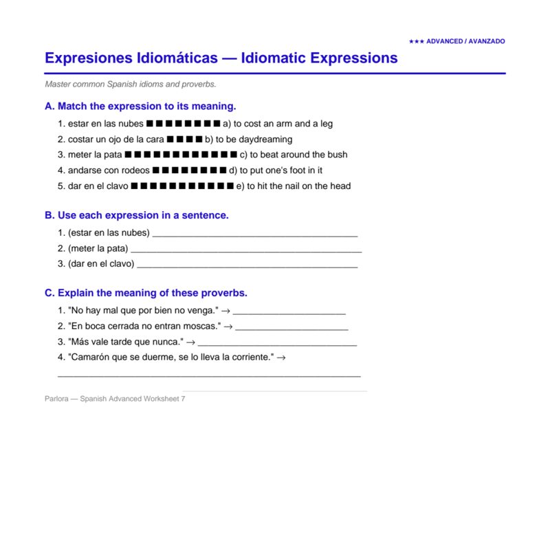 Modismos y Expresiones — Idioms & Expressions