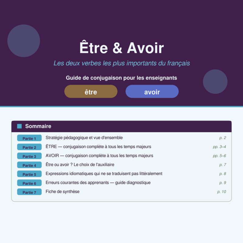 Être & Avoir: French Conjugation Guide for Teachers and Tutors