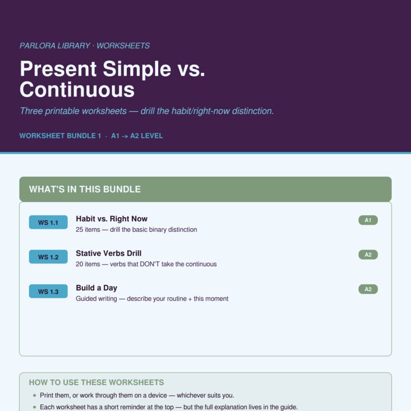 Present Simple vs. Continuous - Worksheet Bundle
