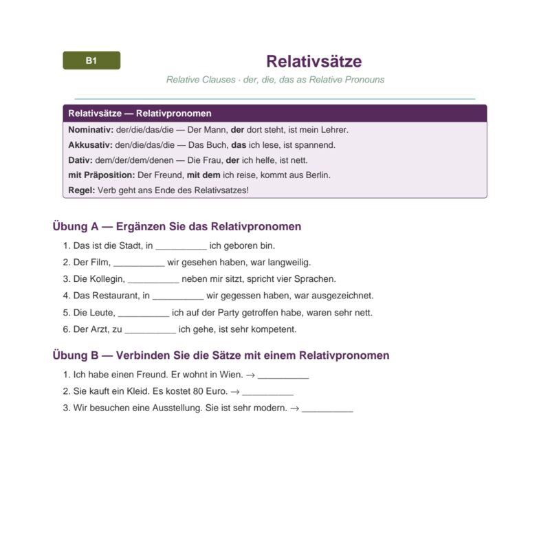 Relativsätze – Relative Clauses