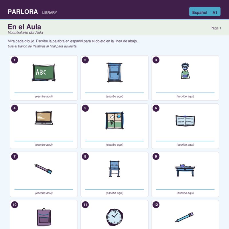 En el Aula: Classroom Vocabulary (Spanish A1)