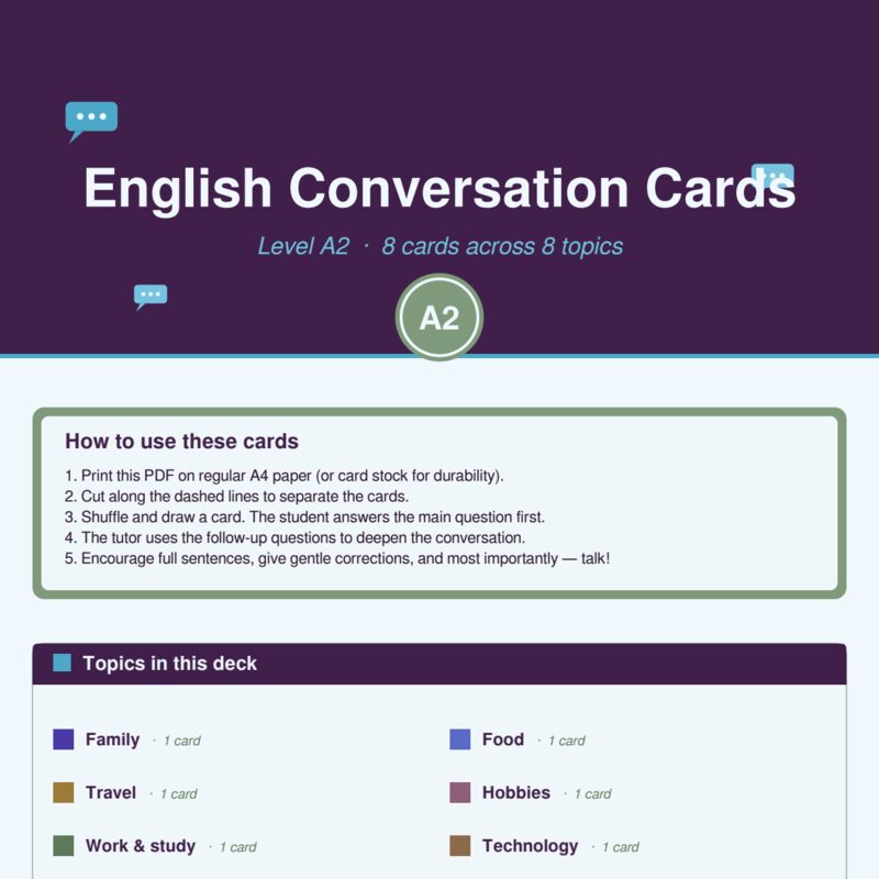 English Conversation Cards A2